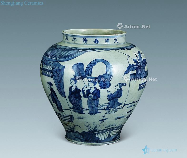 Ming jiajing Blue and white figure bottles