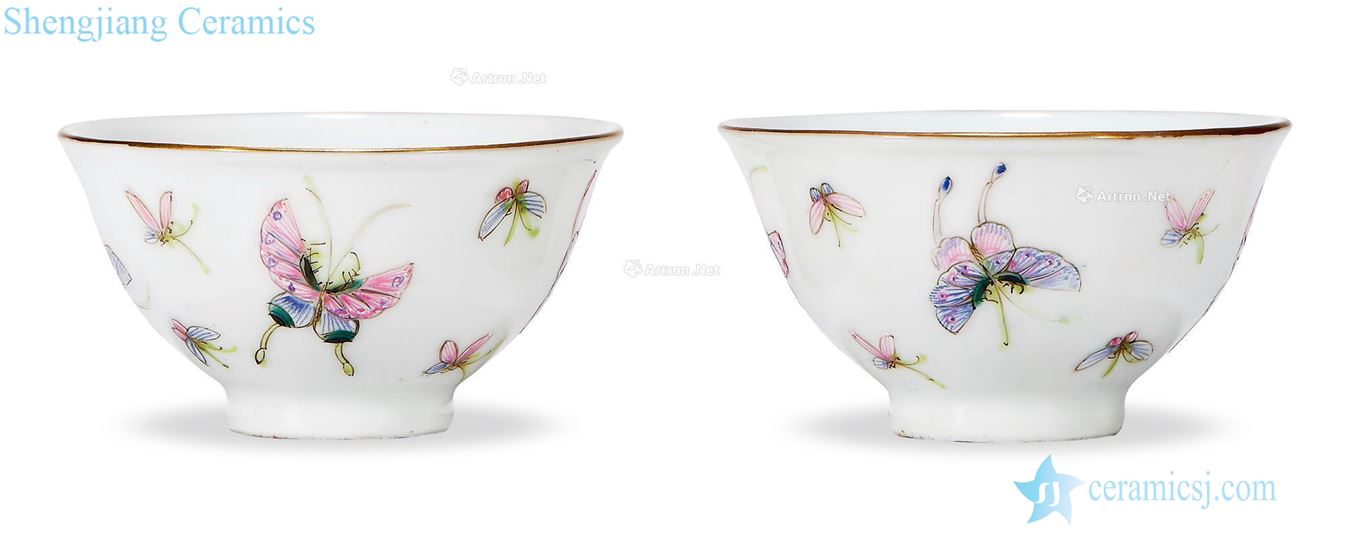 Mid qing powder enamel butterfly cup (a)