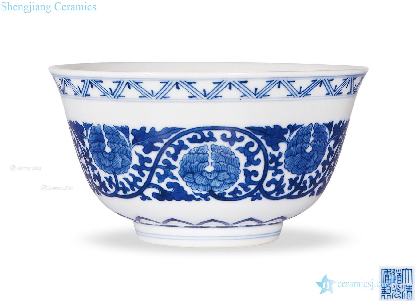 Qing daoguang Lotus flower grain big bowl