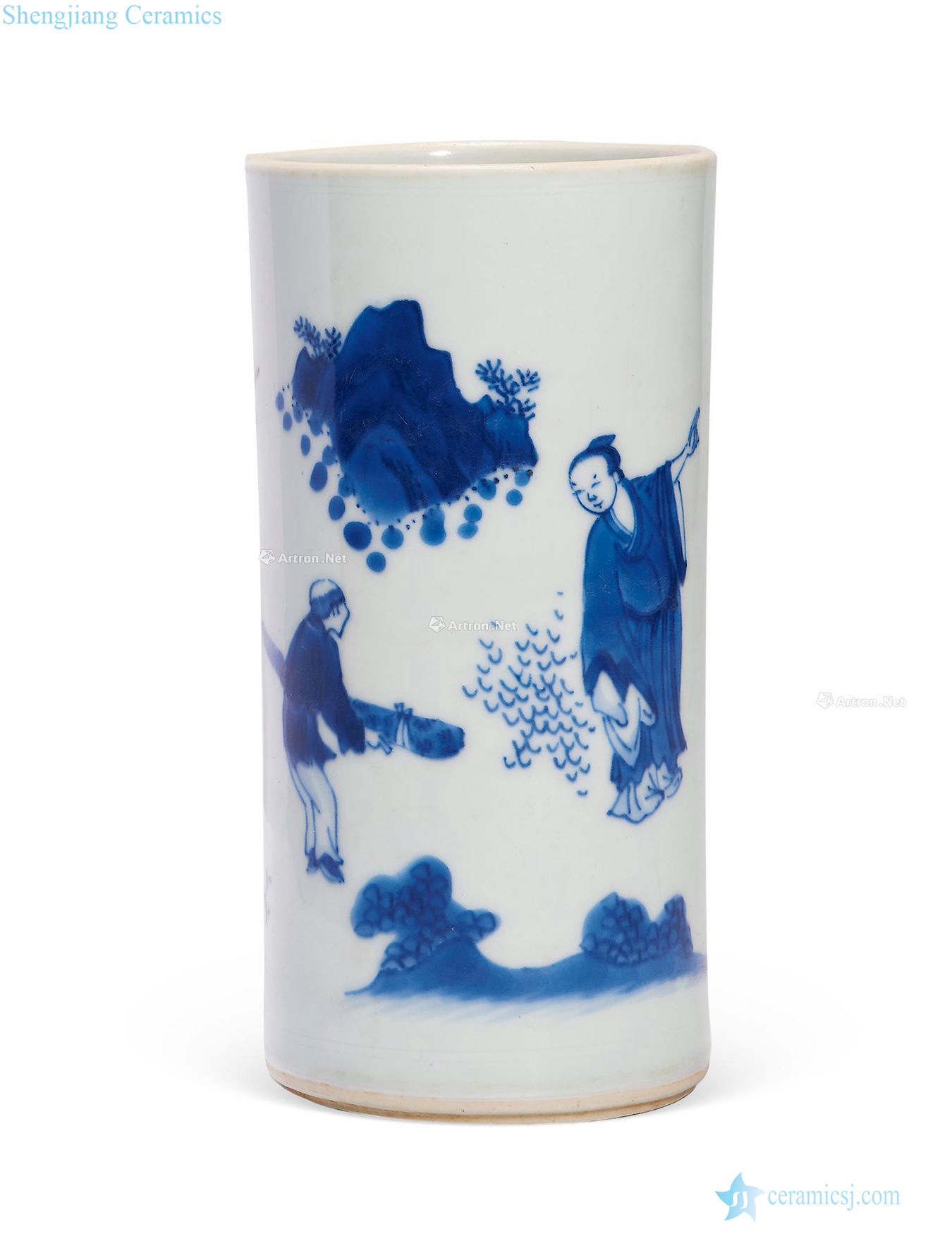 The late Ming dynasty Blue and white "up to" brush pot