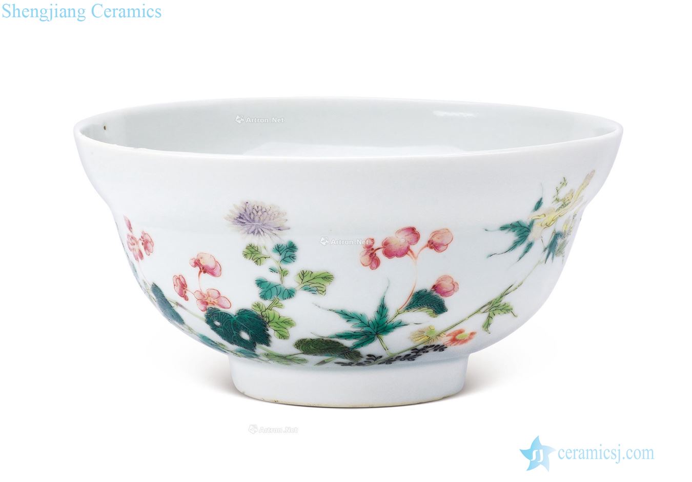 Clear pastel flowers fold along the bowl
