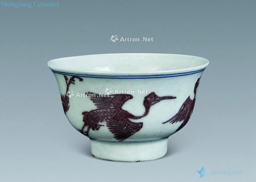 In the Ming dynasty Blue and white youligong flamingos green-splashed bowls