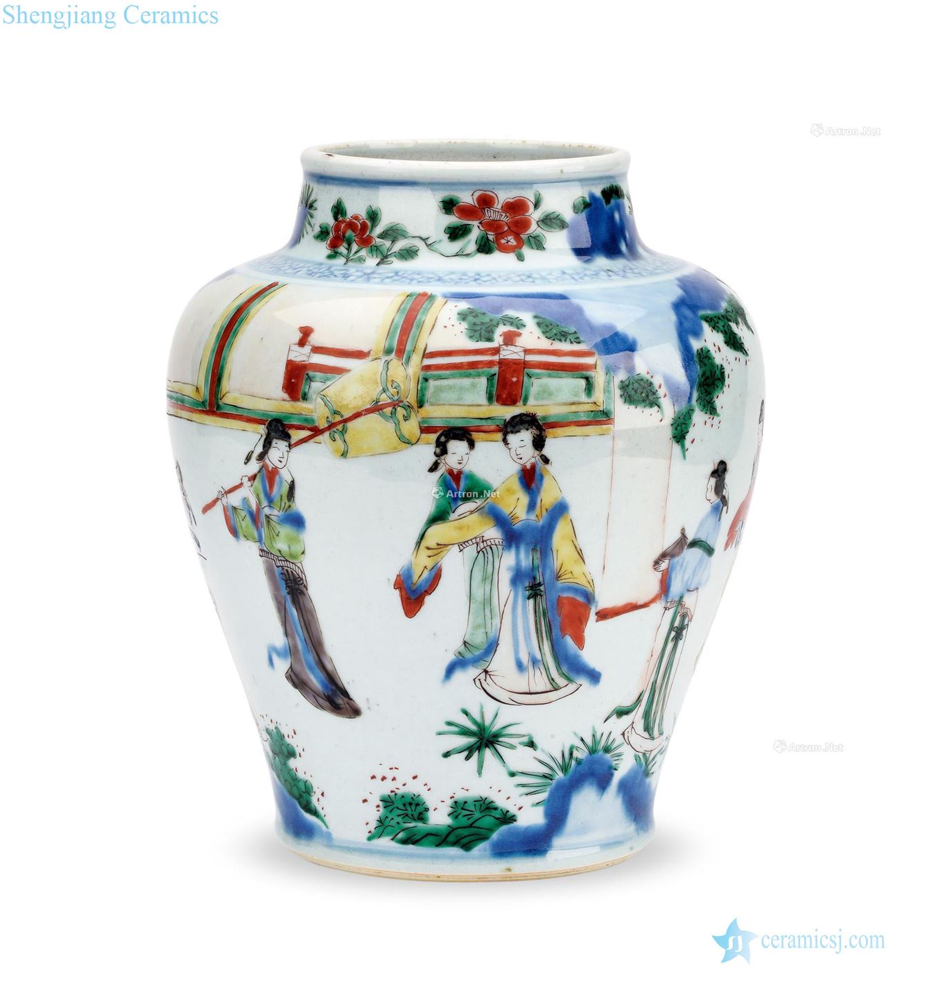 In the early qing Colorful traditional Chinese grain canister