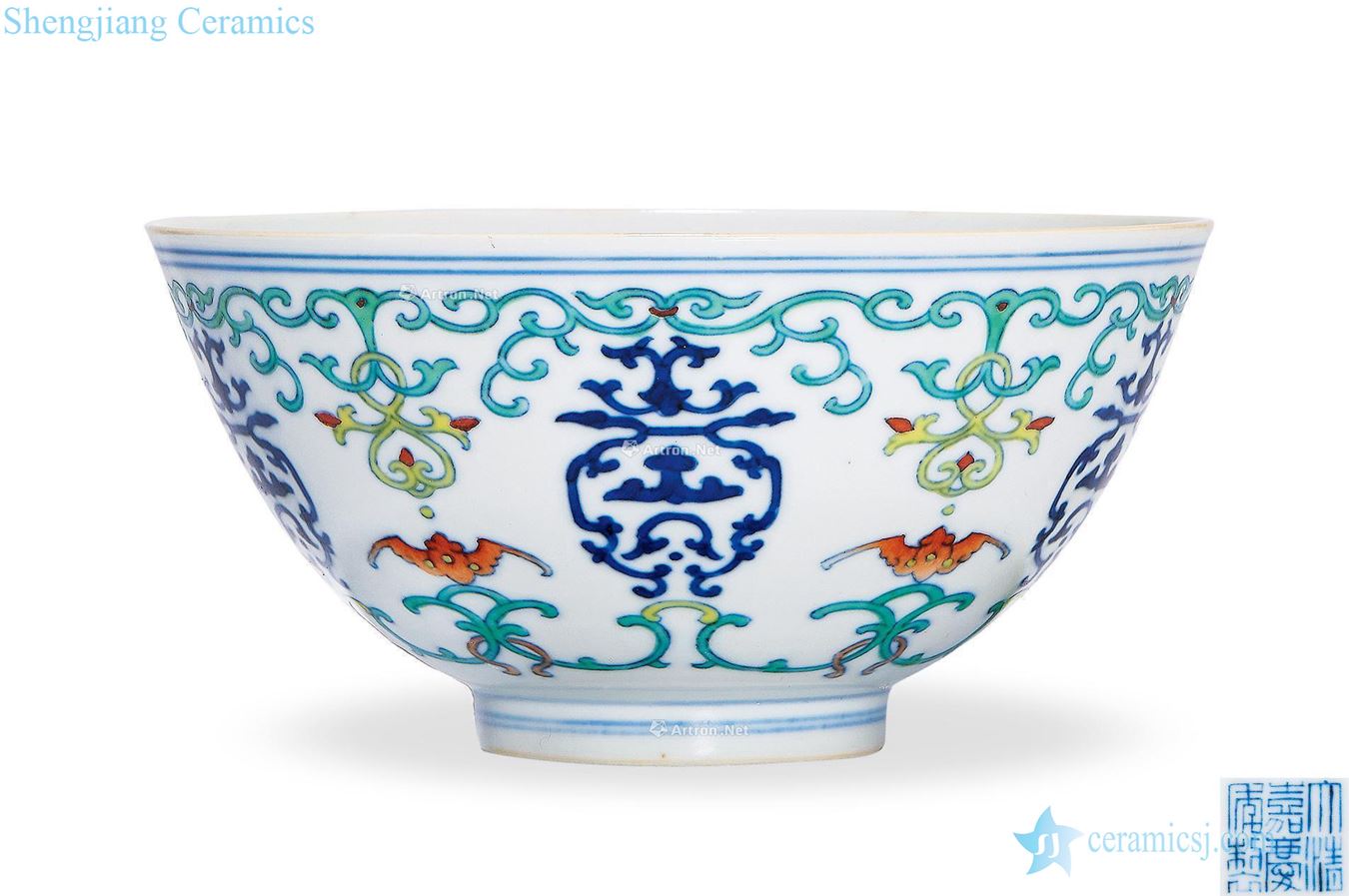 Qing jiaqing bucket color honeysuckle green-splashed bowls