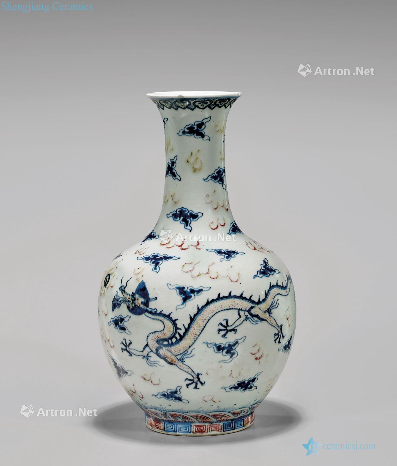Qing dynasty blue-and-white youligong flask
