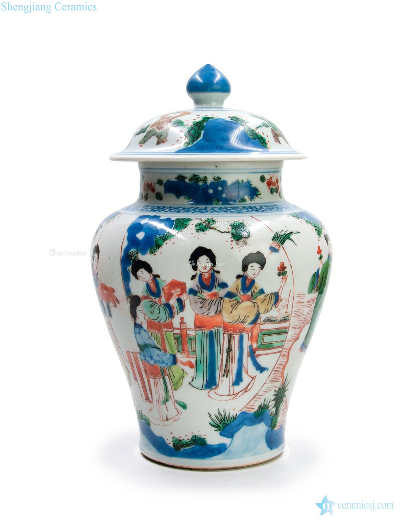 The qing emperor kangxi The general tank blue-and-white colorful characters