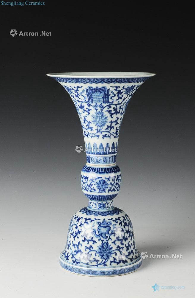 Imperial Chinese Blue & White Gu Vase, Daoguang