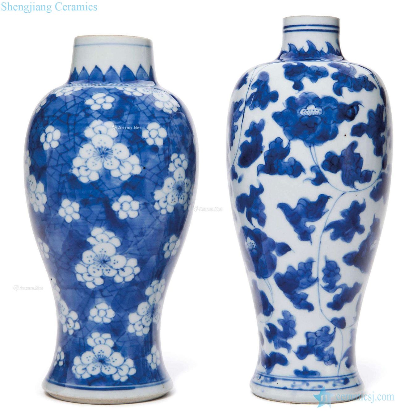 The qing emperor kangxi Blue and white flower grain bottle (two)