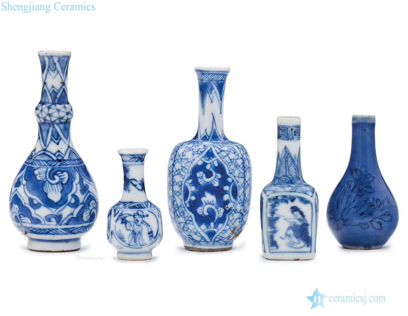 Qing dynasty in the 18th century porcelain bottle pocket four pieces and pocket the blue glaze paint a bottle