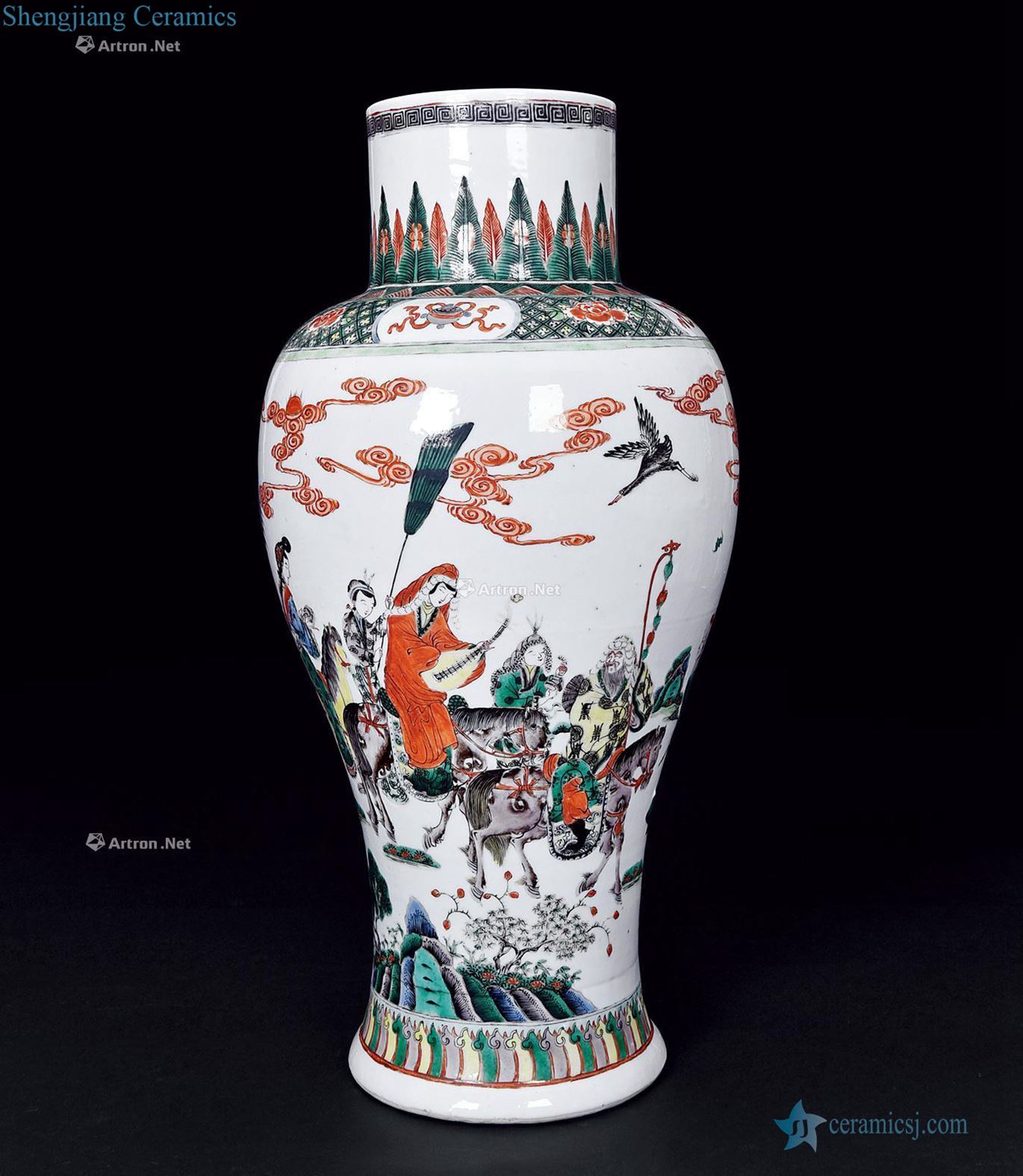 Qing guangxu Figure large bottle colourful zhaojun