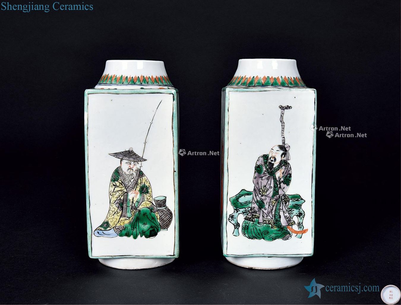 Qing guangxu Wen cong type bottle colourful characters
