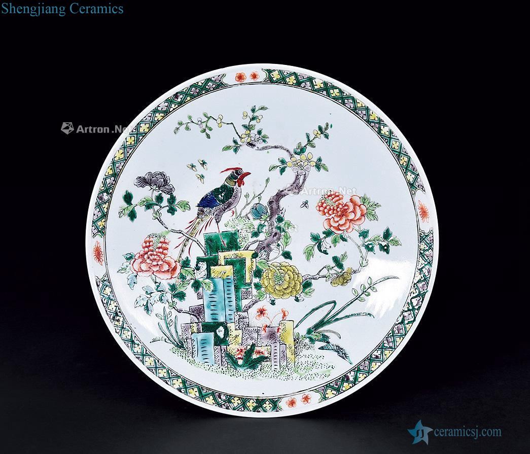 Qing guangxu Colorful flowers and birds tray