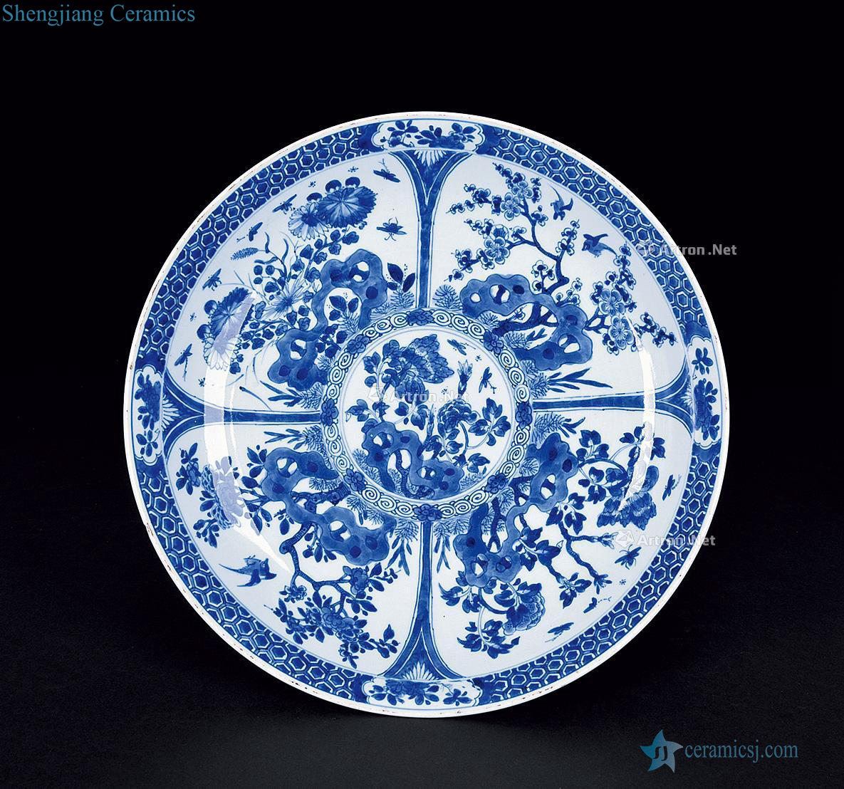 The qing emperor kangxi Blue and white flowers that open a window grain market