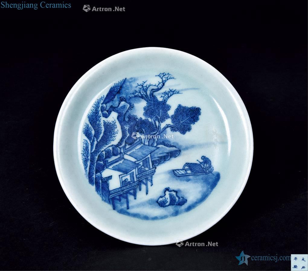 qing Pea green blue and white landscape character