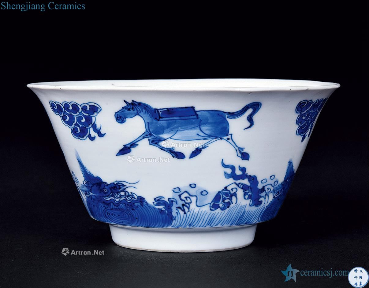The qing emperor kangxi Blue and white shu wen bowl