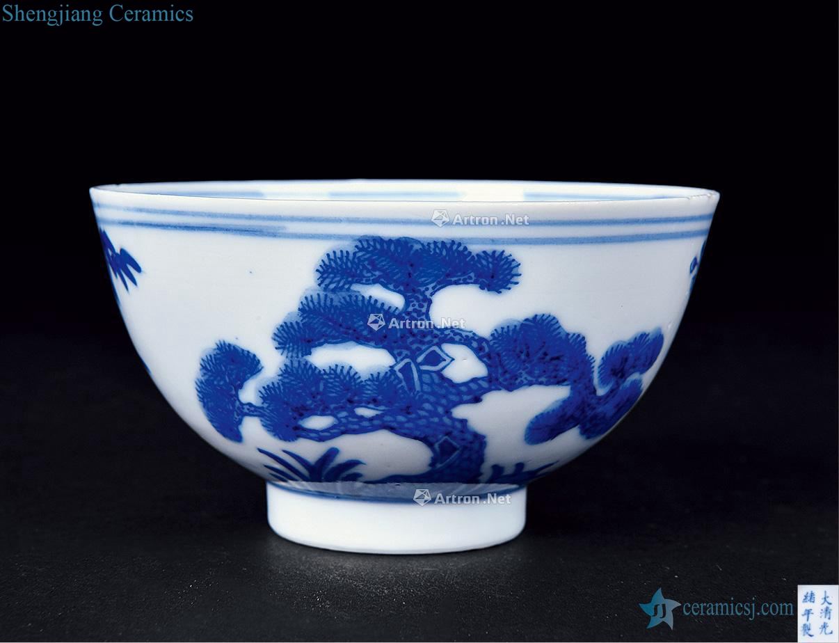 qing Blue and white, small bowl of poetic lines