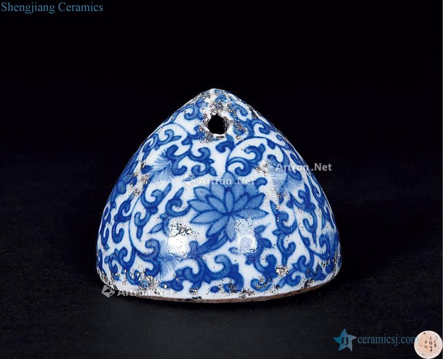 Qing guangxu Blue and white flowers small weight