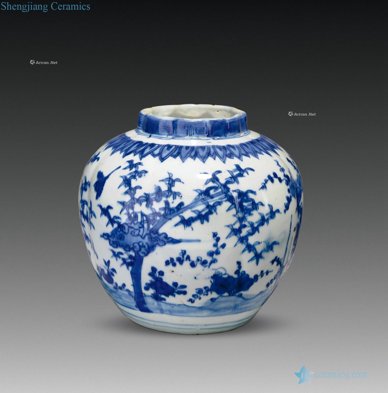 qing Blue and white, poetic melon leng cans