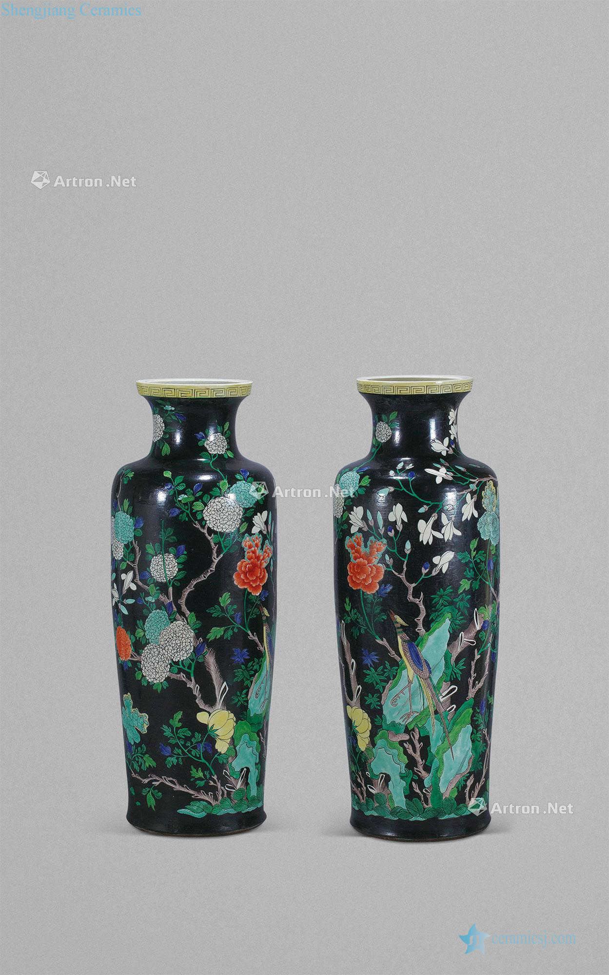 Black ink colorful flowers and birds in grain bottle (a)