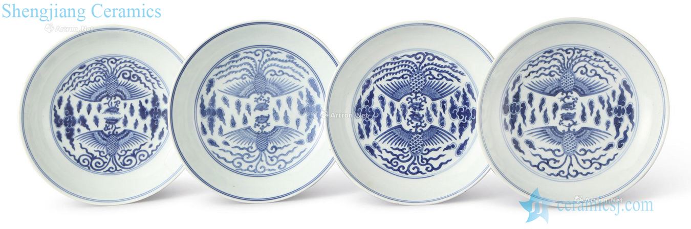 Qing jiaqing daoguang and pathogenesis Blue and white YunFeng tray (four pieces)