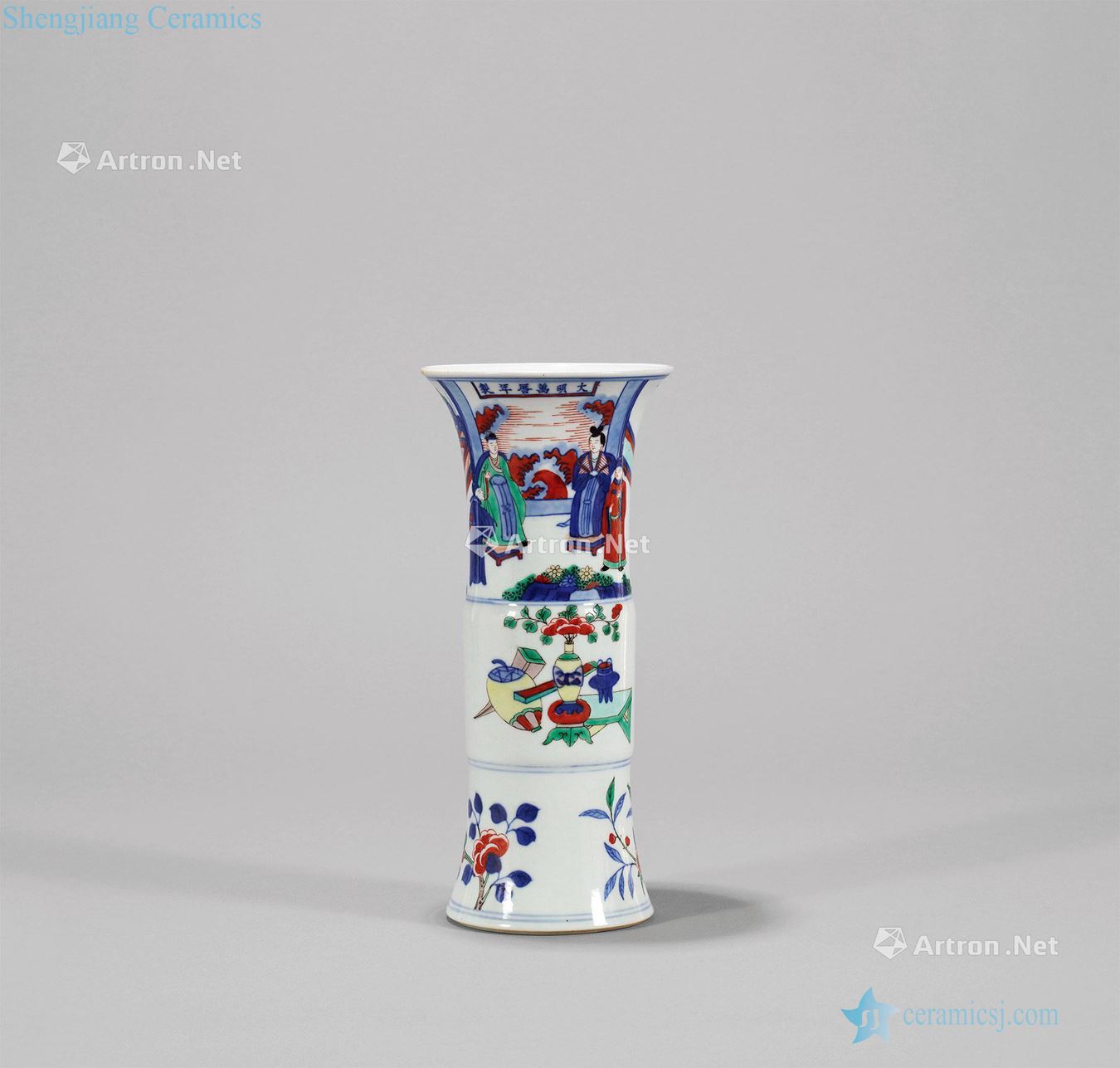 Clear story flower vase with colorful characters