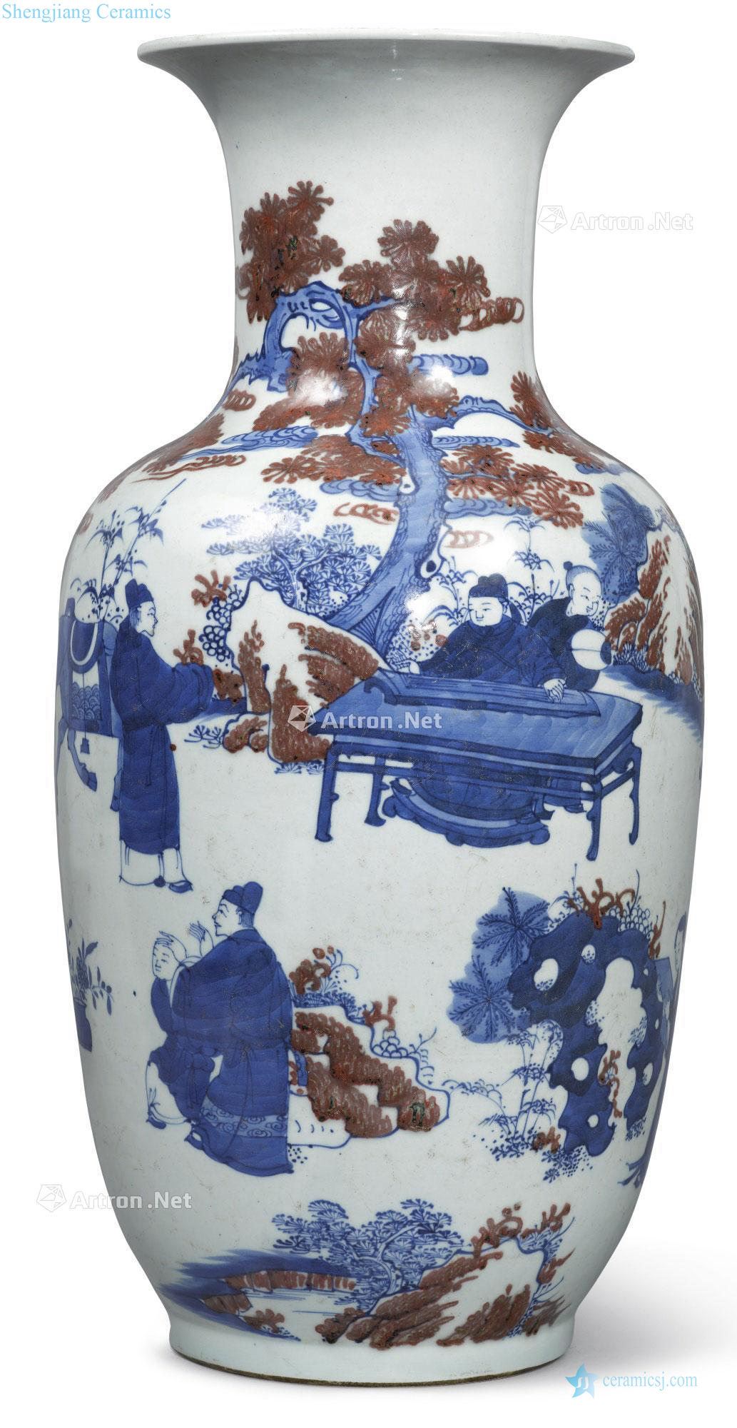 Qing dynasty in the 19th century Member of the blue and white youligong aficionado figure bottles