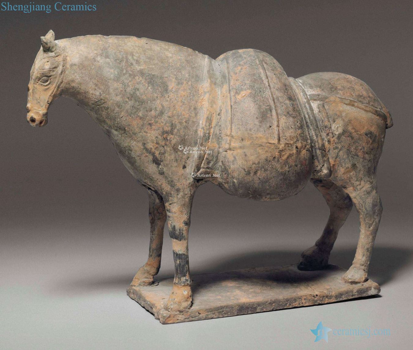 NORTHERN WEI DYNASTY (AD 386 ~ 534). A GREY POTTERY MODEL OF A PACK HORSE