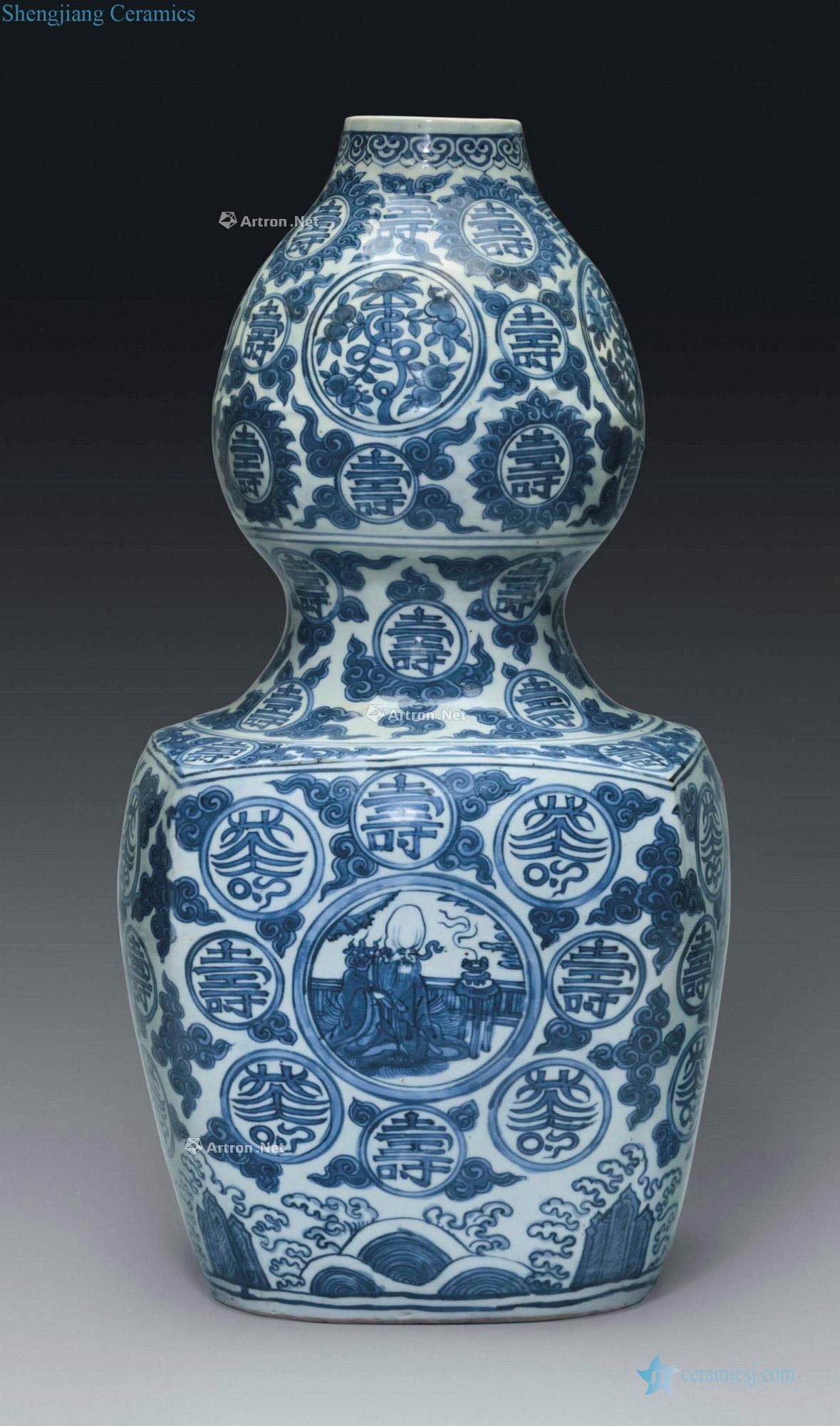 WANLI PERIOD (1573 ~ 1619) A LARGE BLUE AND WHITE DOUBLE - GOURD VASE