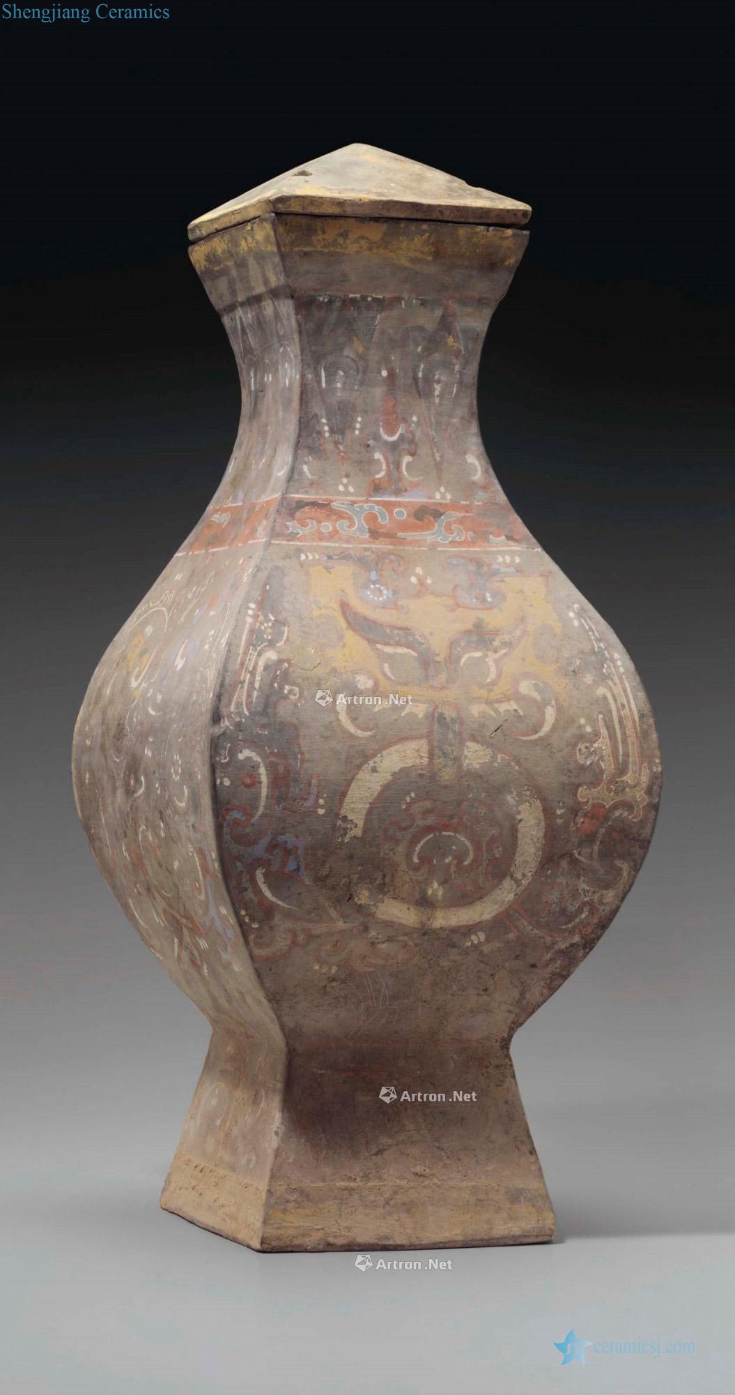 HAN DYNASTY (206 BC - AD 220), A RARE LARGE made POTTERY VASE AND COVER, FANGHU