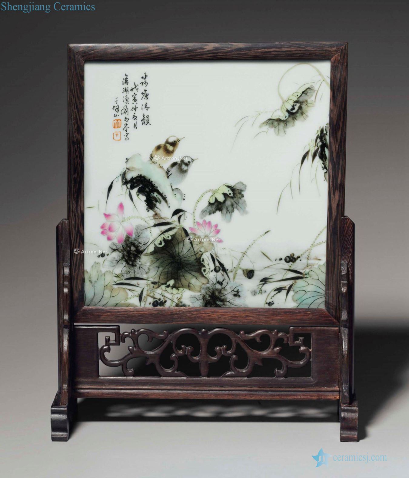 SIGNED LIU YUCENG, DATED BY INSCRIPTION TO WUYIN (1938) A FAMILLE ROSE PLAQUE