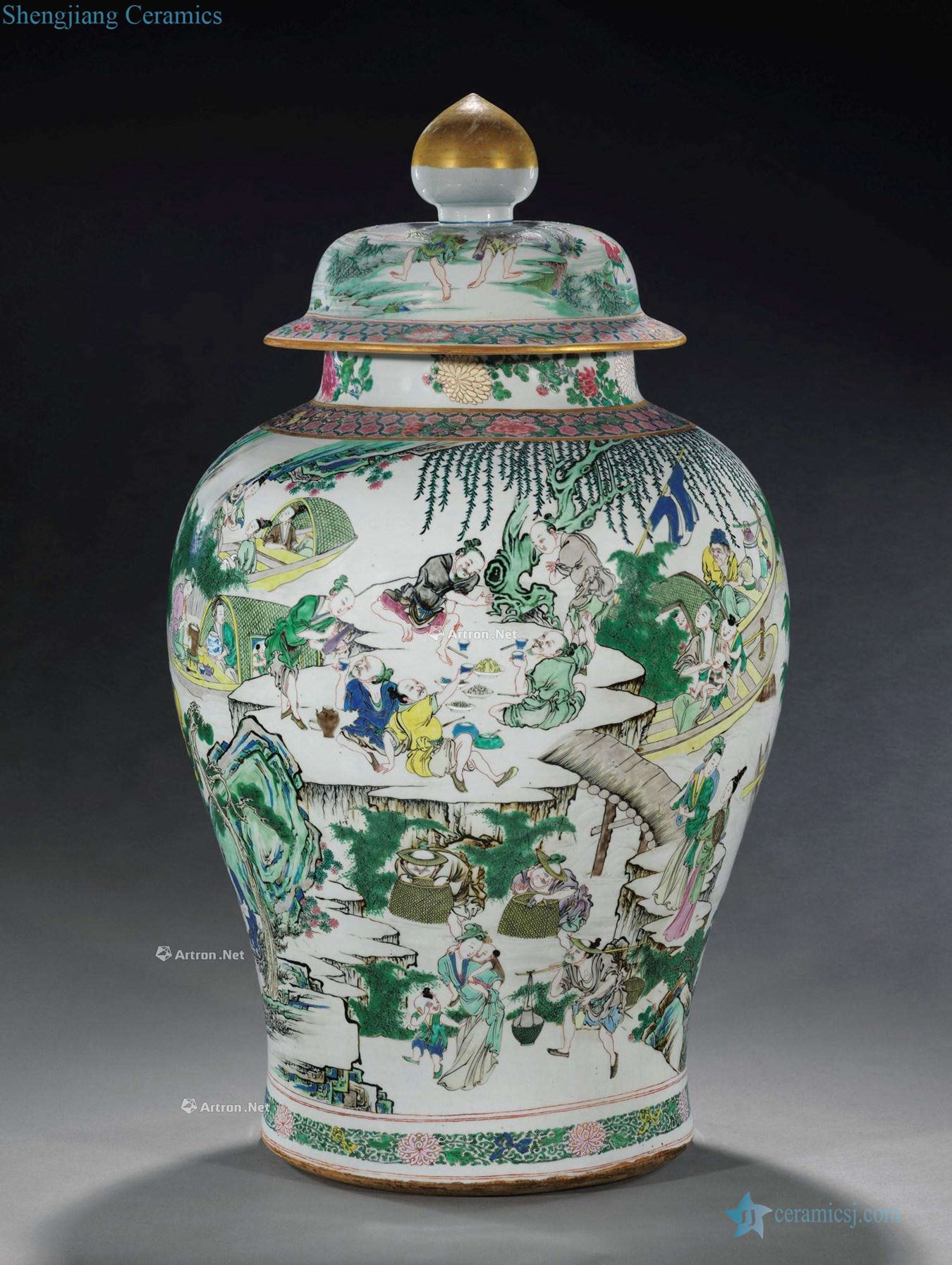 Yongzheng period (17231735) A MASSIVE AND SUPERBLY - DECORATED FAMILLE ROSE BALUSTER JAR AND COVER