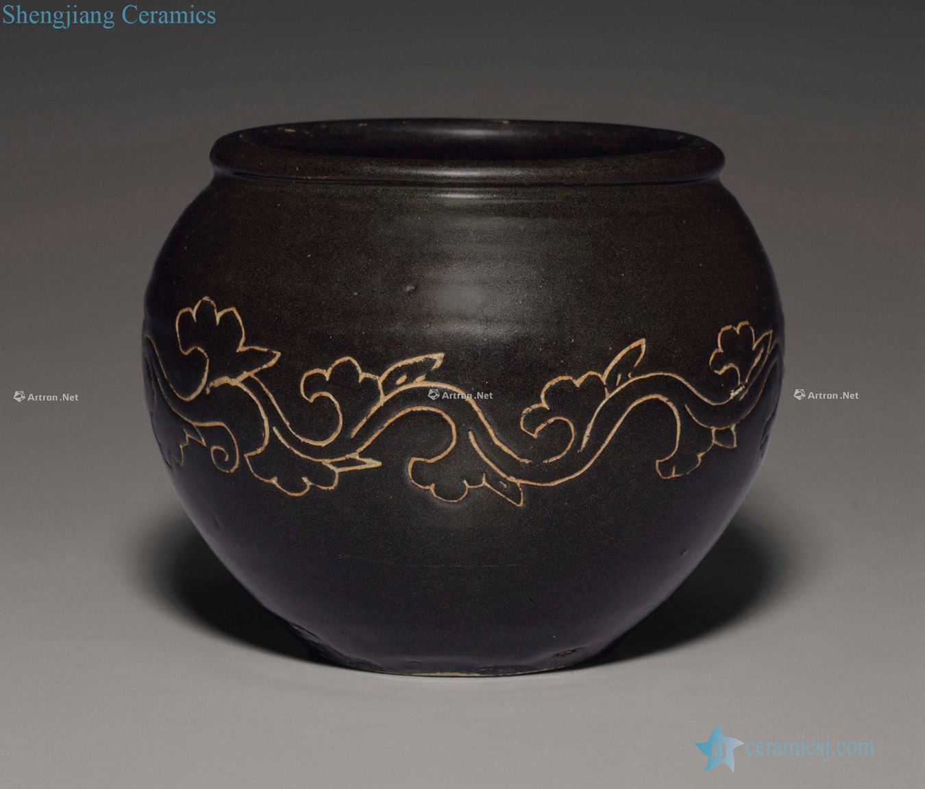 JIN and YUAN DYNASTY (1115 ~ 1368) AN lead INCISED DARK BROWN - GLAZED JAR