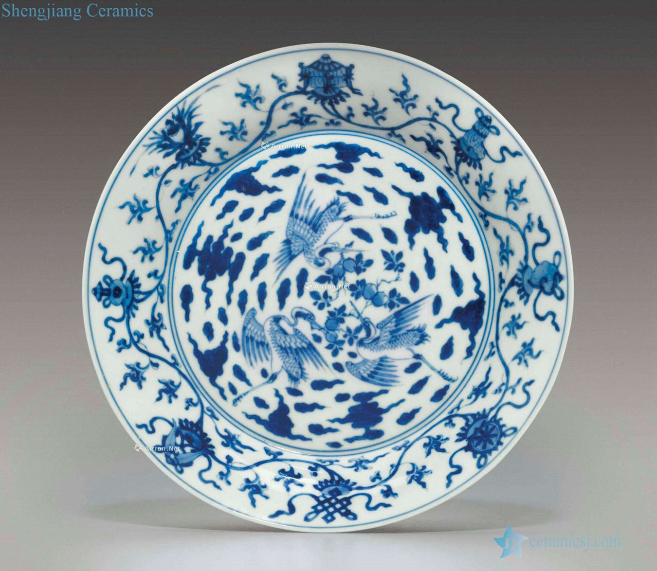 YONGZHENG SIX ~ CHARACTER MARK WITHIN A DOUBLE CIRCLE IN UNDERGLAZE BLUE AND OF THE PERIOD (1723 ~ 1735) AN lead AND RARE BLUE AND WHITE DISH