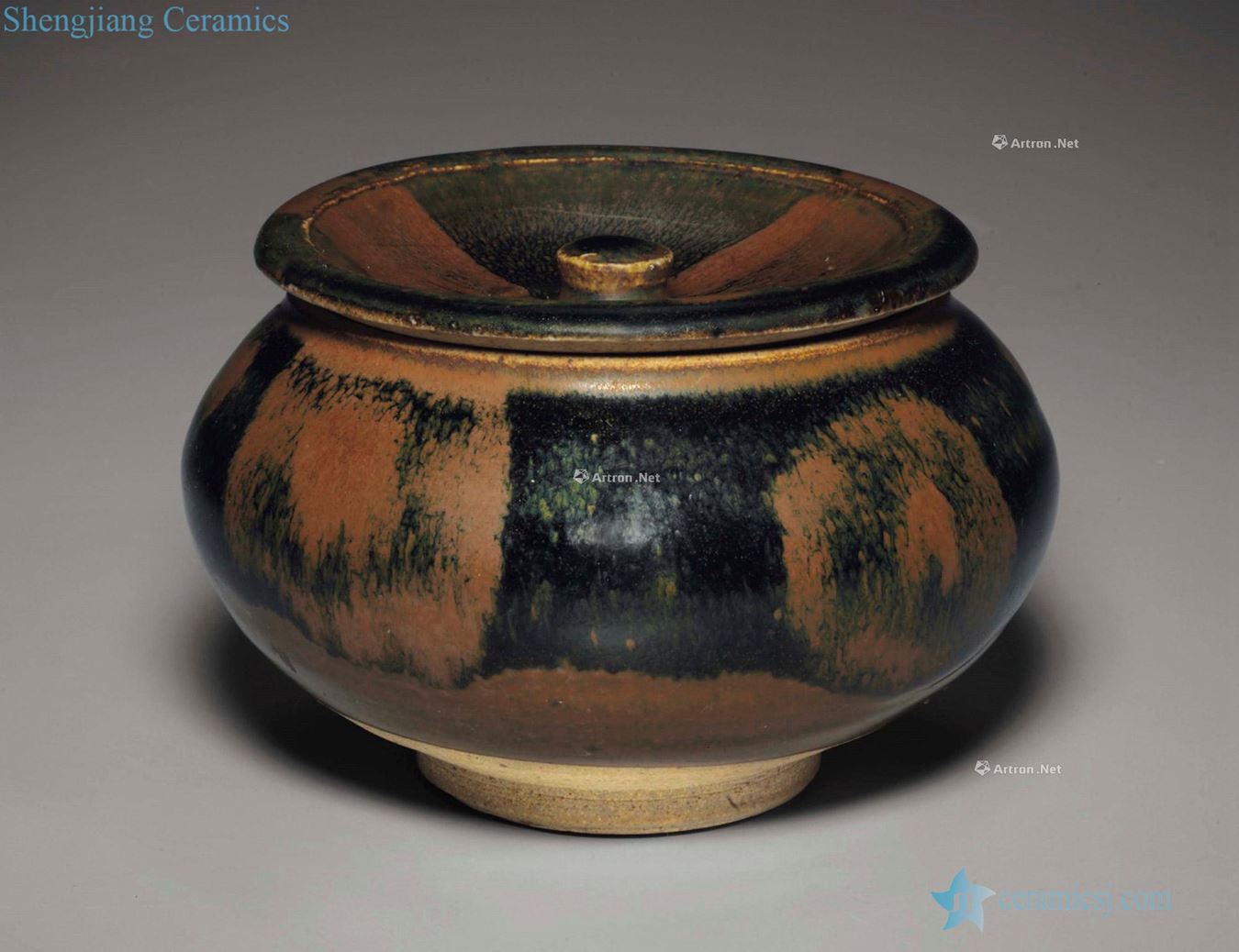 NORTHERN SONG AND JIN DYNASTY, 12 th ~ 13 th CENTURY A RARE RUSSET - SPLASHED BLACK - GLAZED JAR AND COVER
