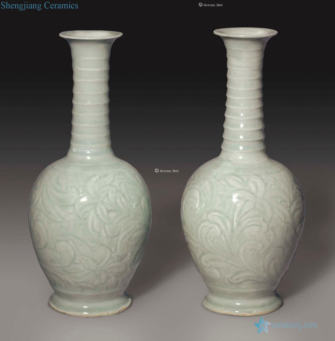 SONG DYNASTY (AD 960 ~ 960) is A RARE PAIR OF CARVED QINGBAI 'DAY LILY and VASES