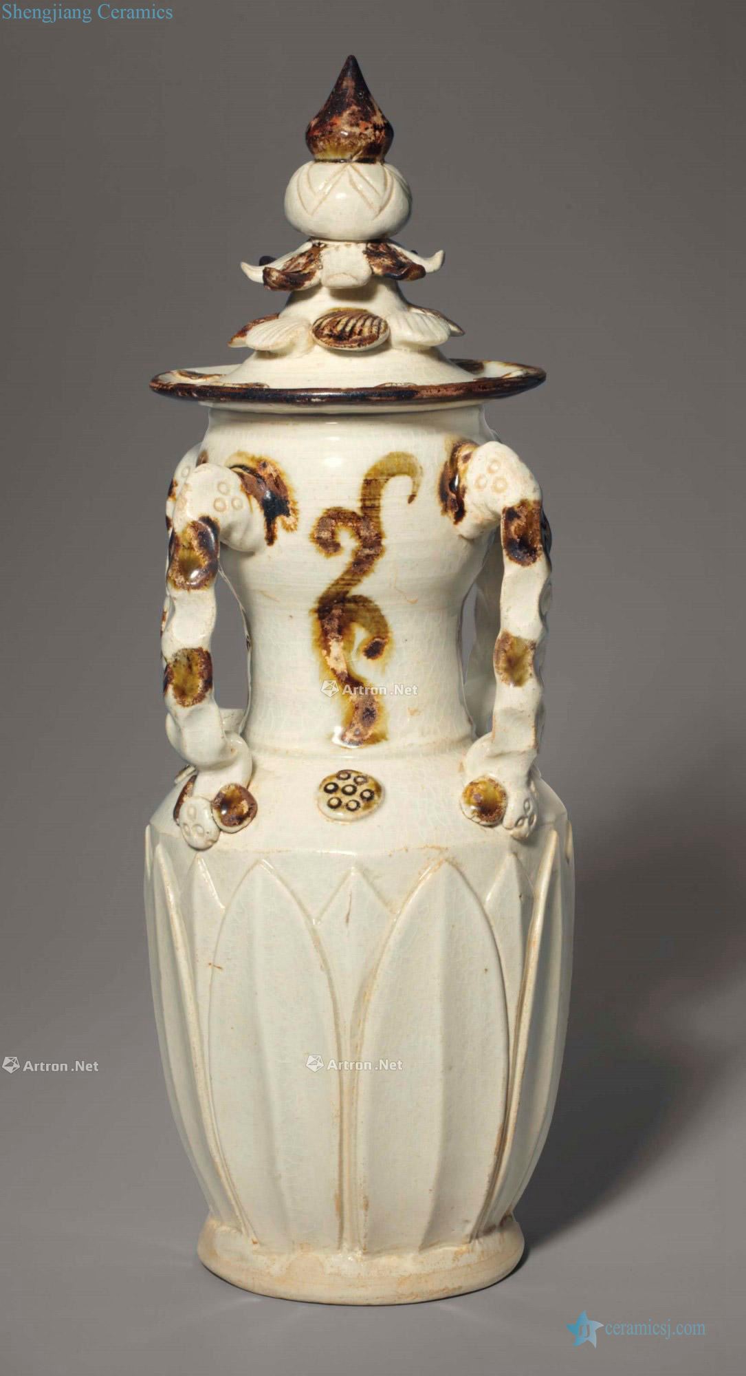 SONG DYNASTY (AD 960 ~ 960), A BROWN - SPOTTED QINGBAI JAR AND COVER