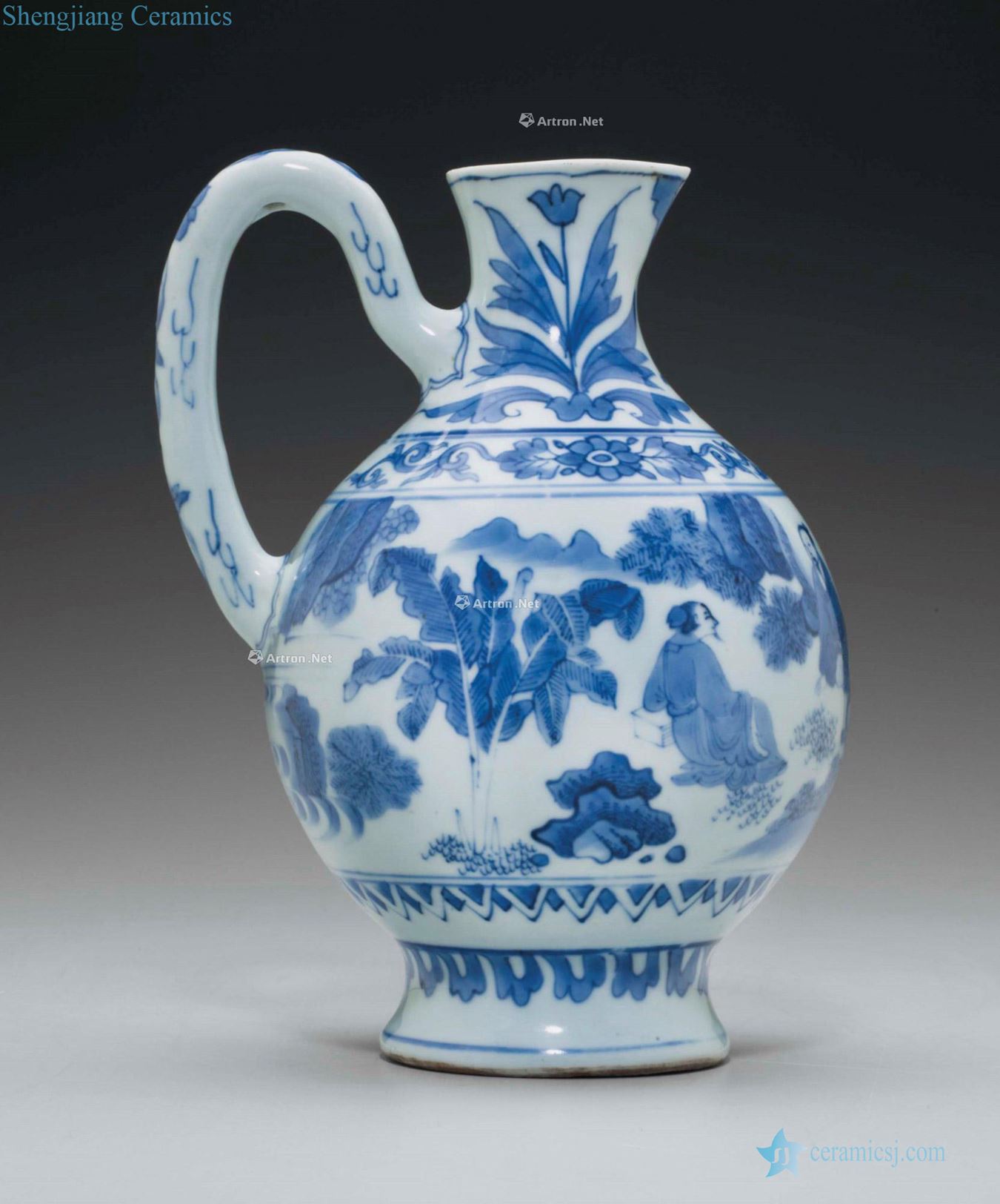 The TRANSITIONAL PERIOD, CIRCA 1650 A BLUE AND WHITE EWER
