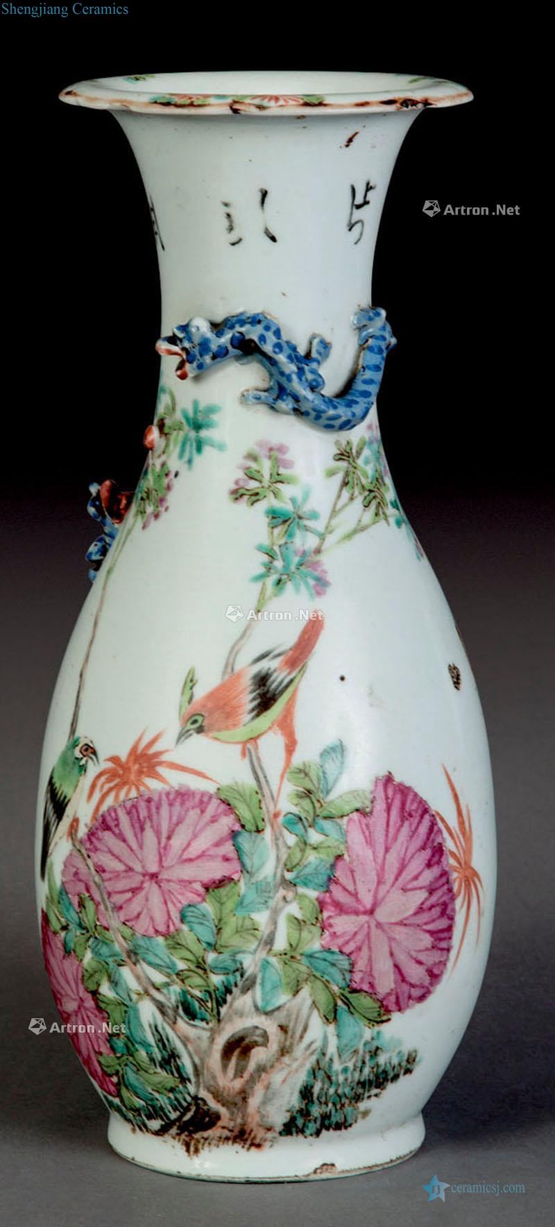 Qing guangxu Pastel flowers were grain bottle