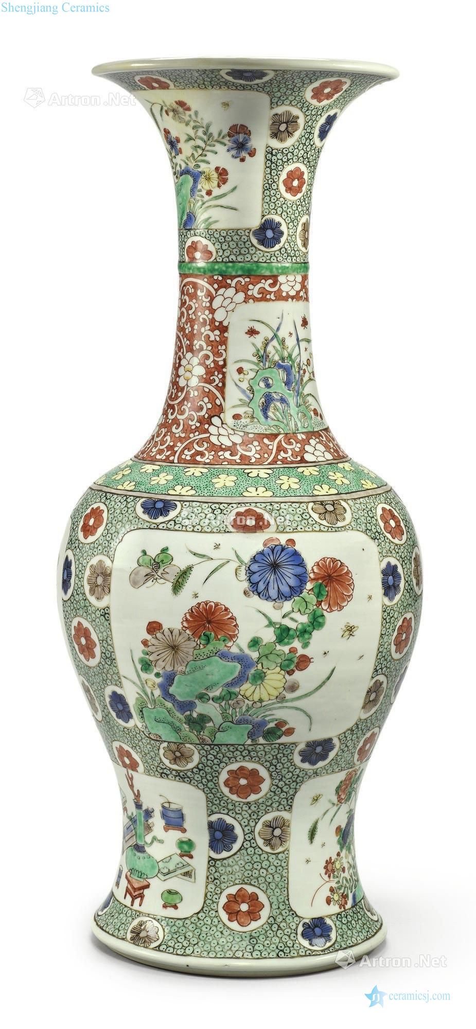 The qing emperor kangxi multicoloured medallion flower butterfly antique bottles