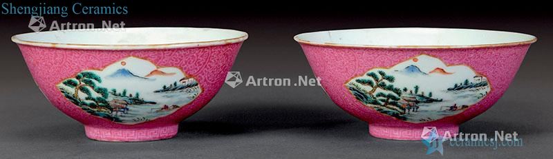 Clear pastel rolling medallion landscape bowl (2)