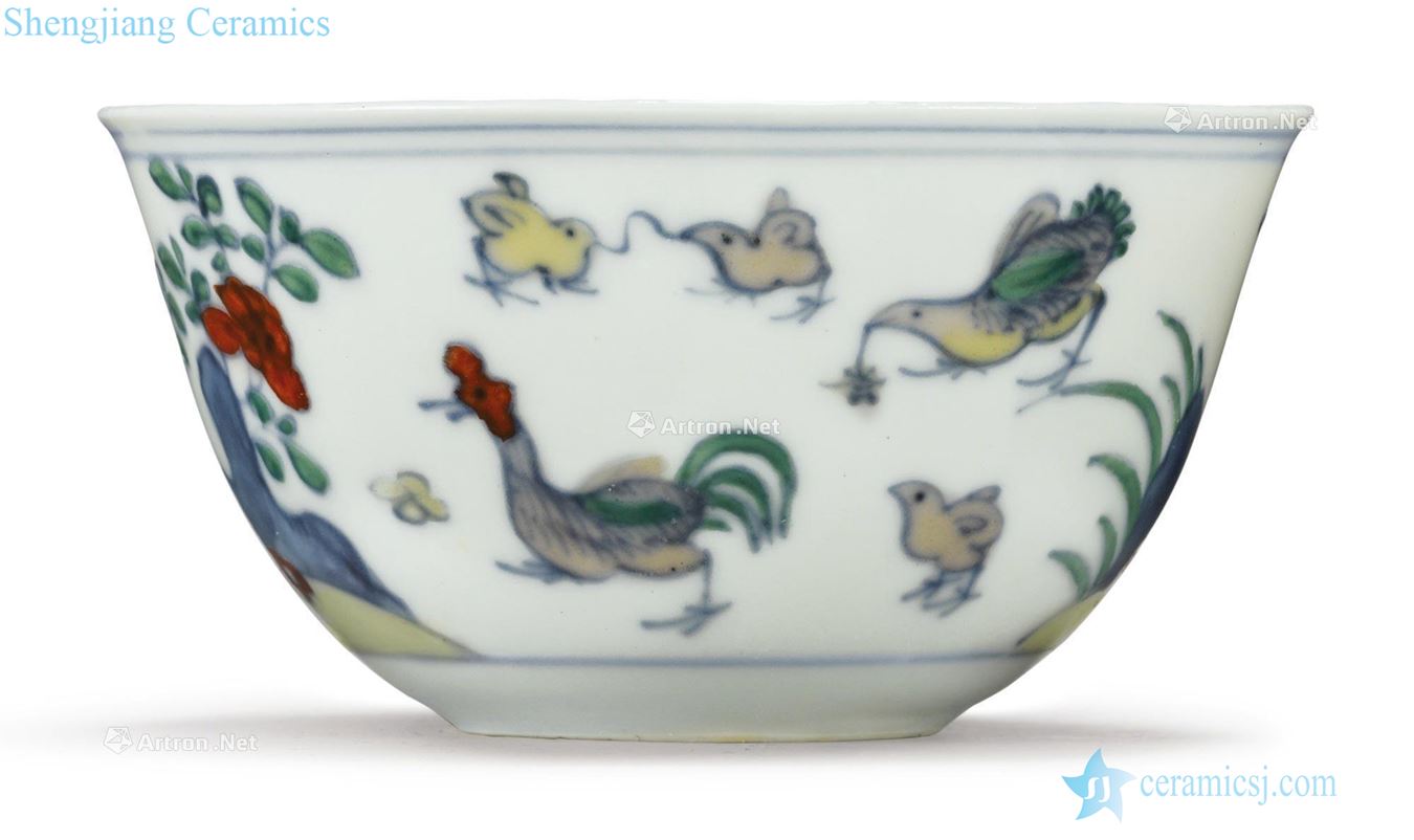 Qing in the eighteenth century Color bucket cylinder cup chicken