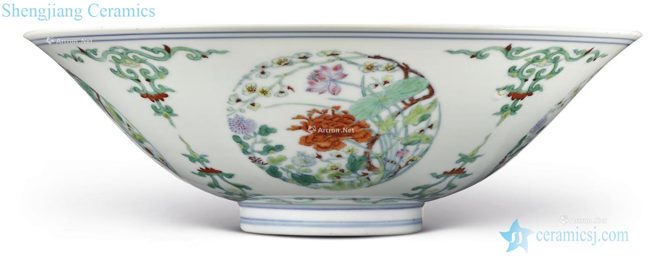 Qing yongzheng bucket color figure dai li type 盌 medallion four seasons flower
