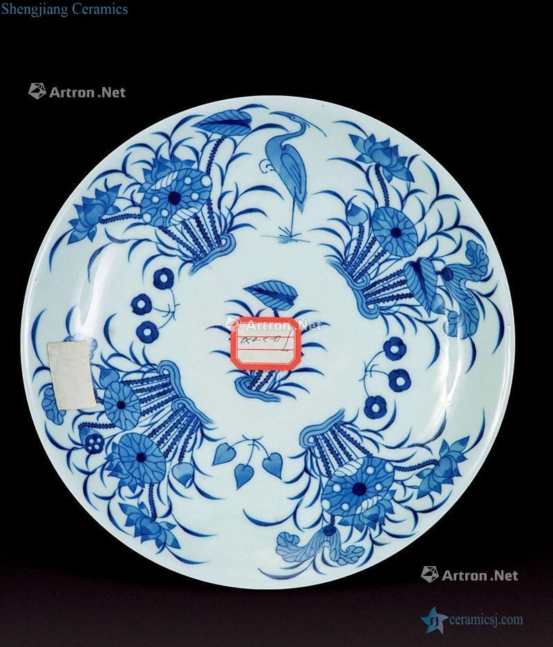 Mid qing Blue and white lotus plate