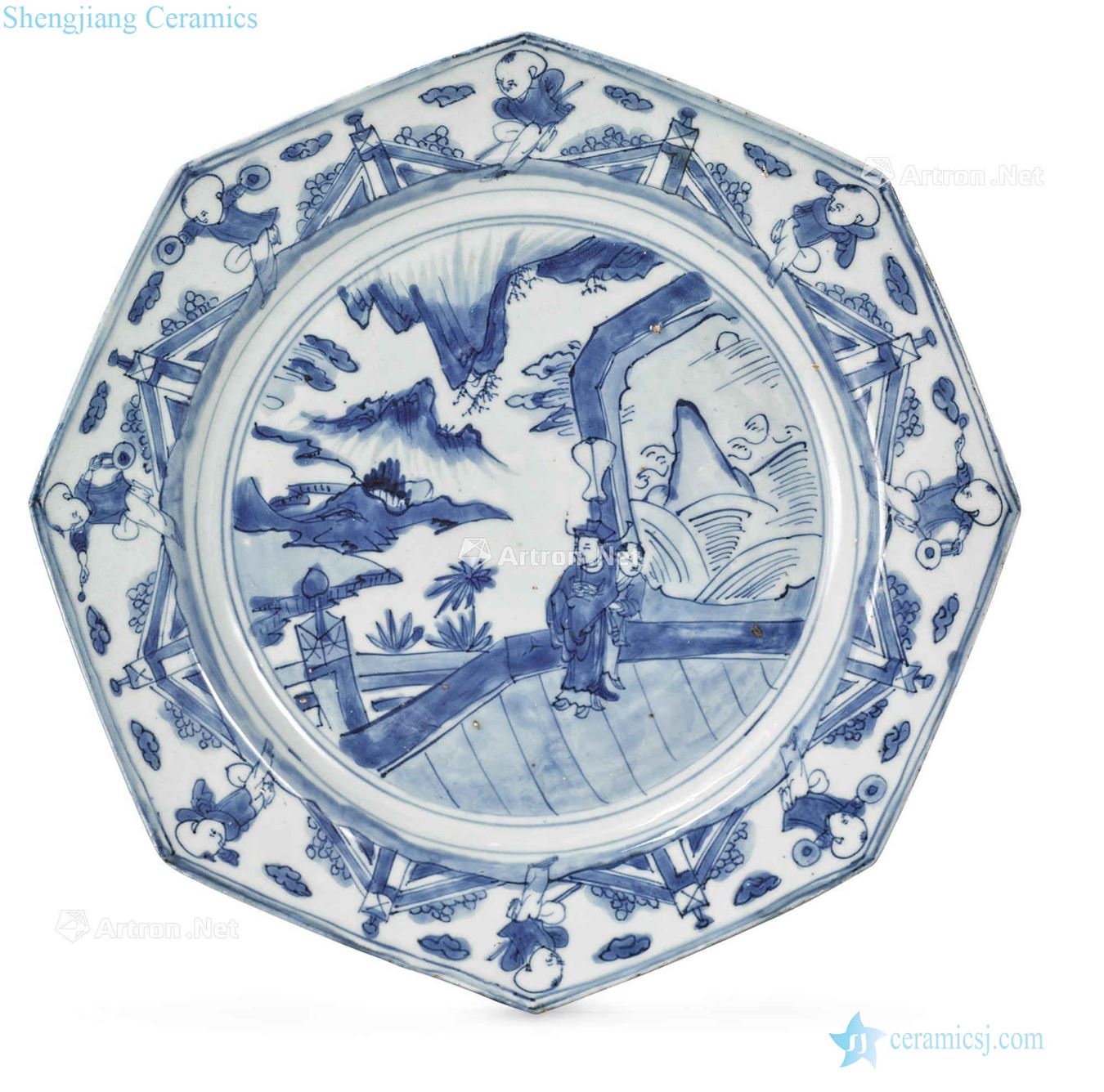 Ming chongzhen Figure 8 square plate character