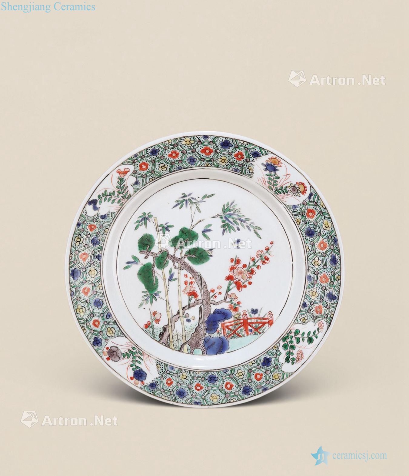 The qing emperor kangxi Age of colorful poetic pattern plate