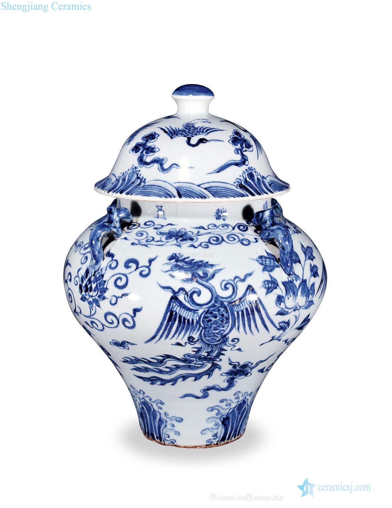 At the end of the yuan Ming Blue and white chicken wear lines of quaternary cover pot flowers