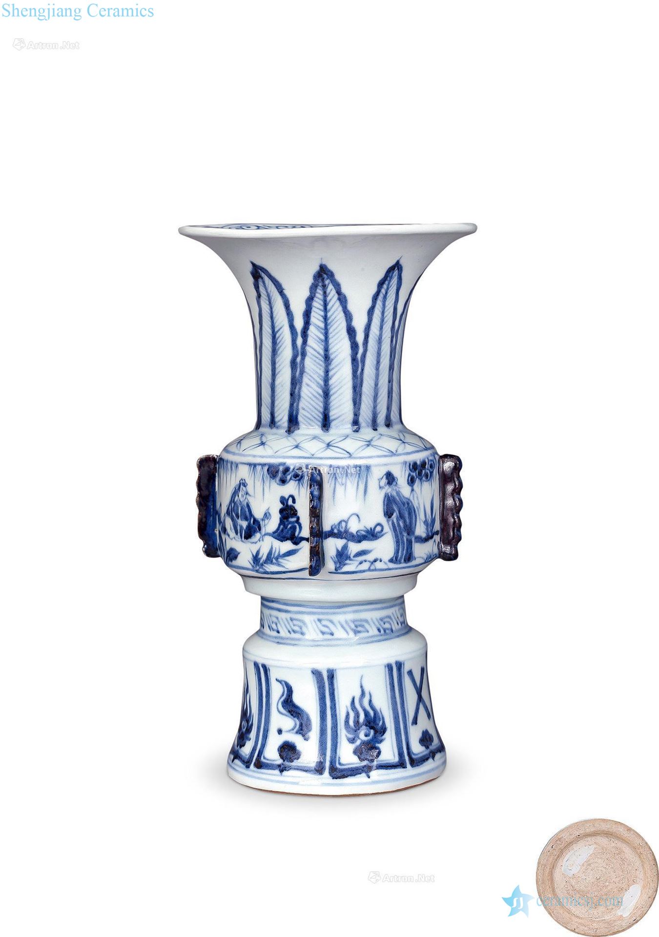 yuan The ji flower vase with blue and white characters