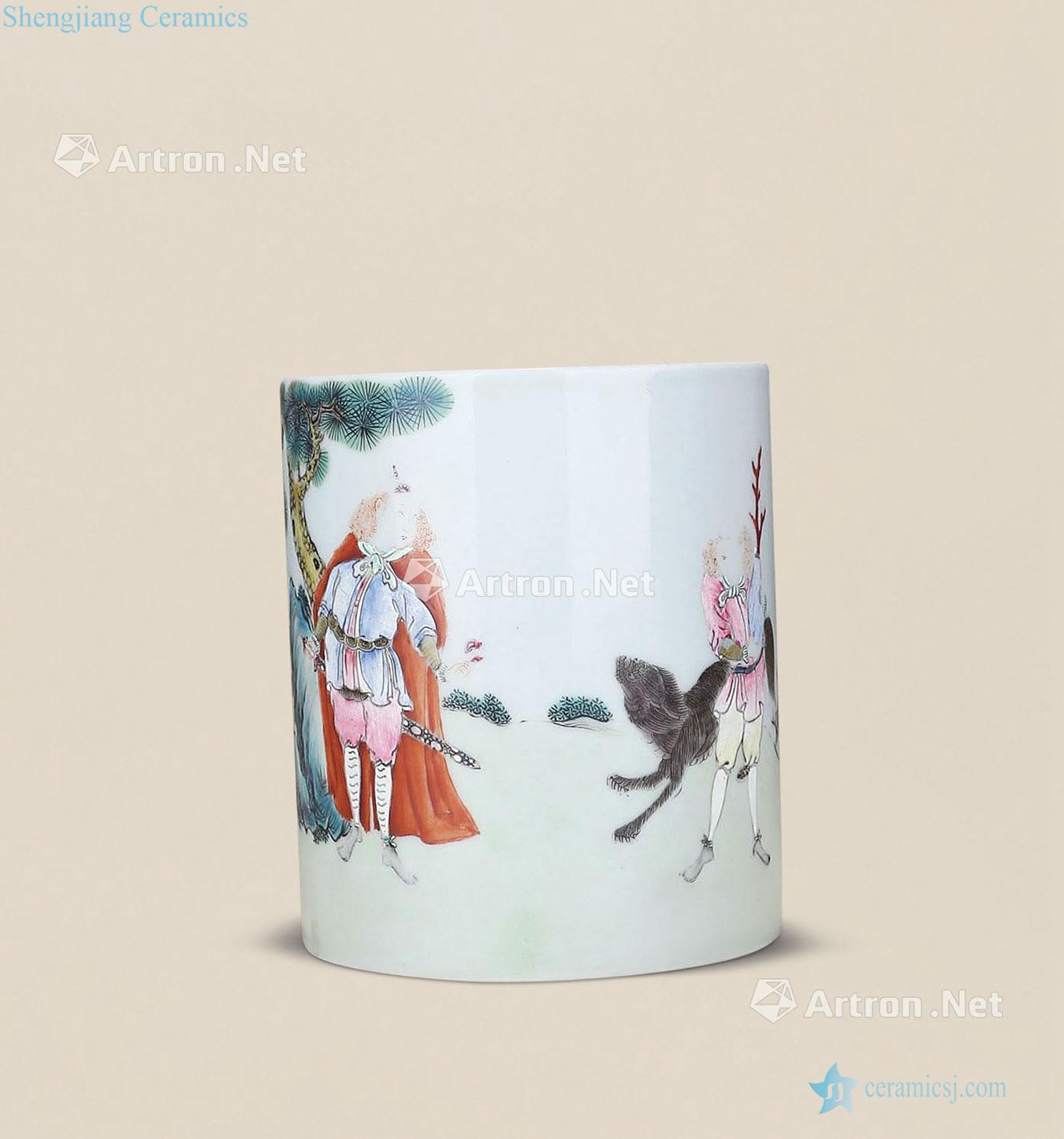 Clear pastel western characters pen container