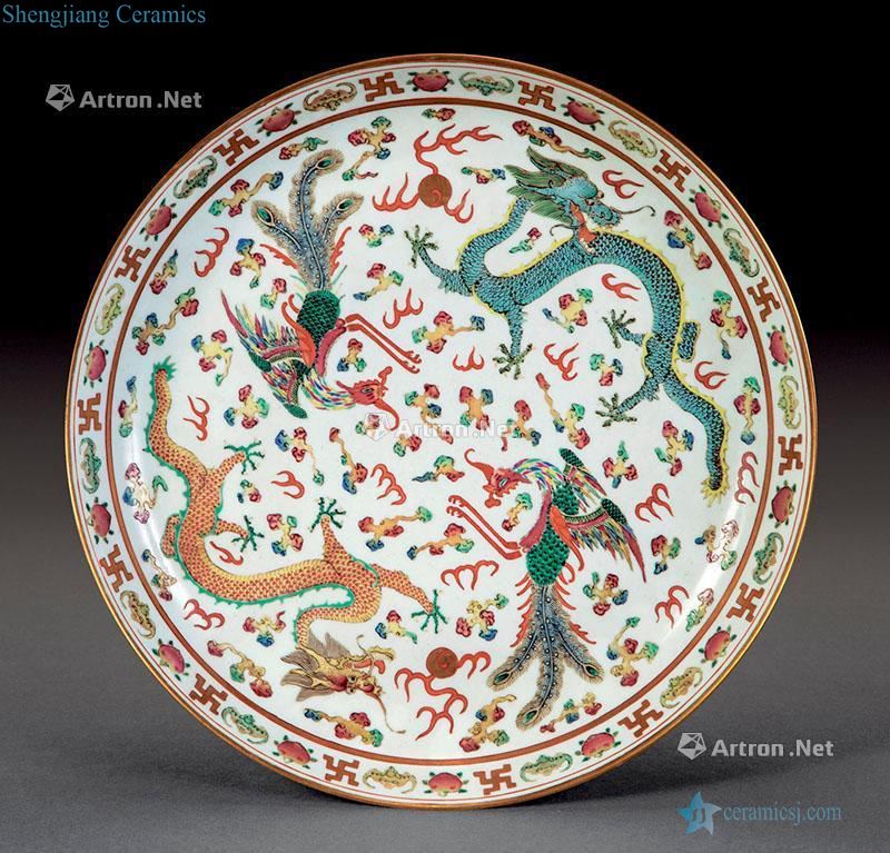 Clear pastel longfeng plate