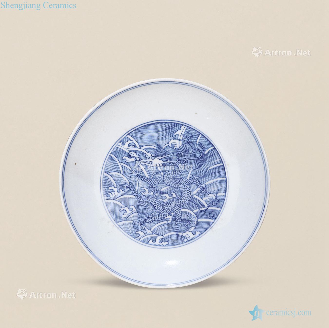 Qing daoguang Blue sea dragon plate